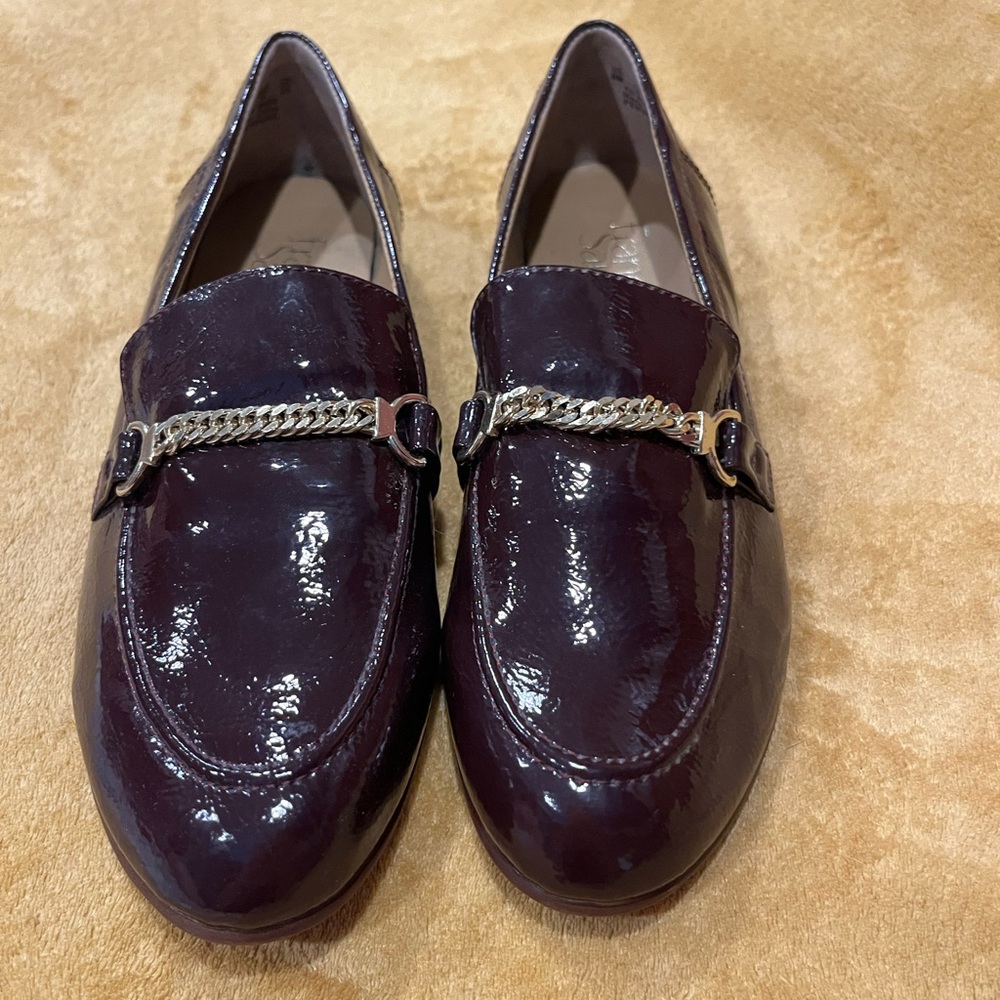 Franco Sarto Brown/Red Patent Leather Loafers; Sz.